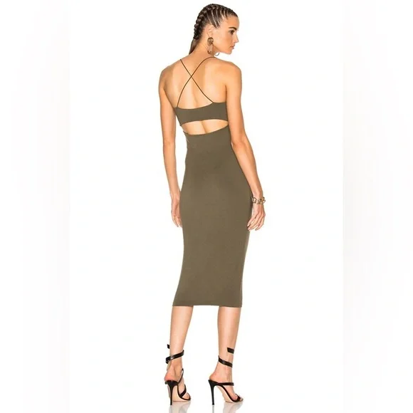 ALEXANDER WANG•T Modal Spandex Strappy Cami Tank Dress in Military (Olive) XS - Picture 10 of 10